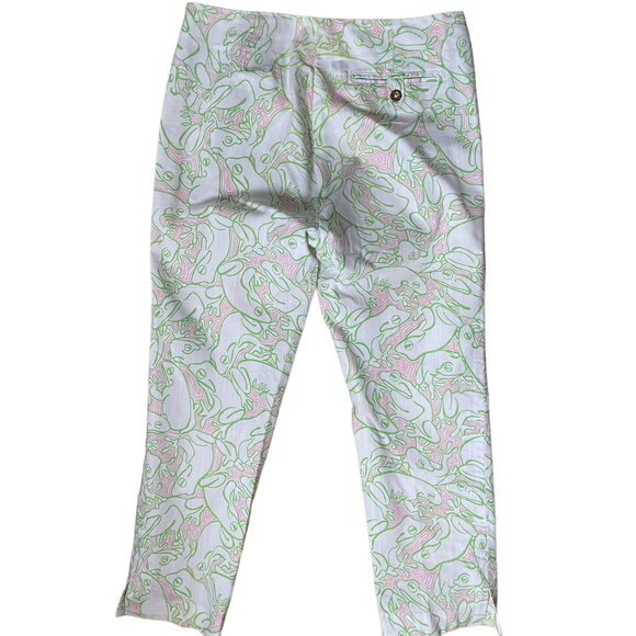 Lilly Pulitzer Originals Lilly's Pad Frog Resort Fit Capri Pants - size 4 - Picture 2 of 6